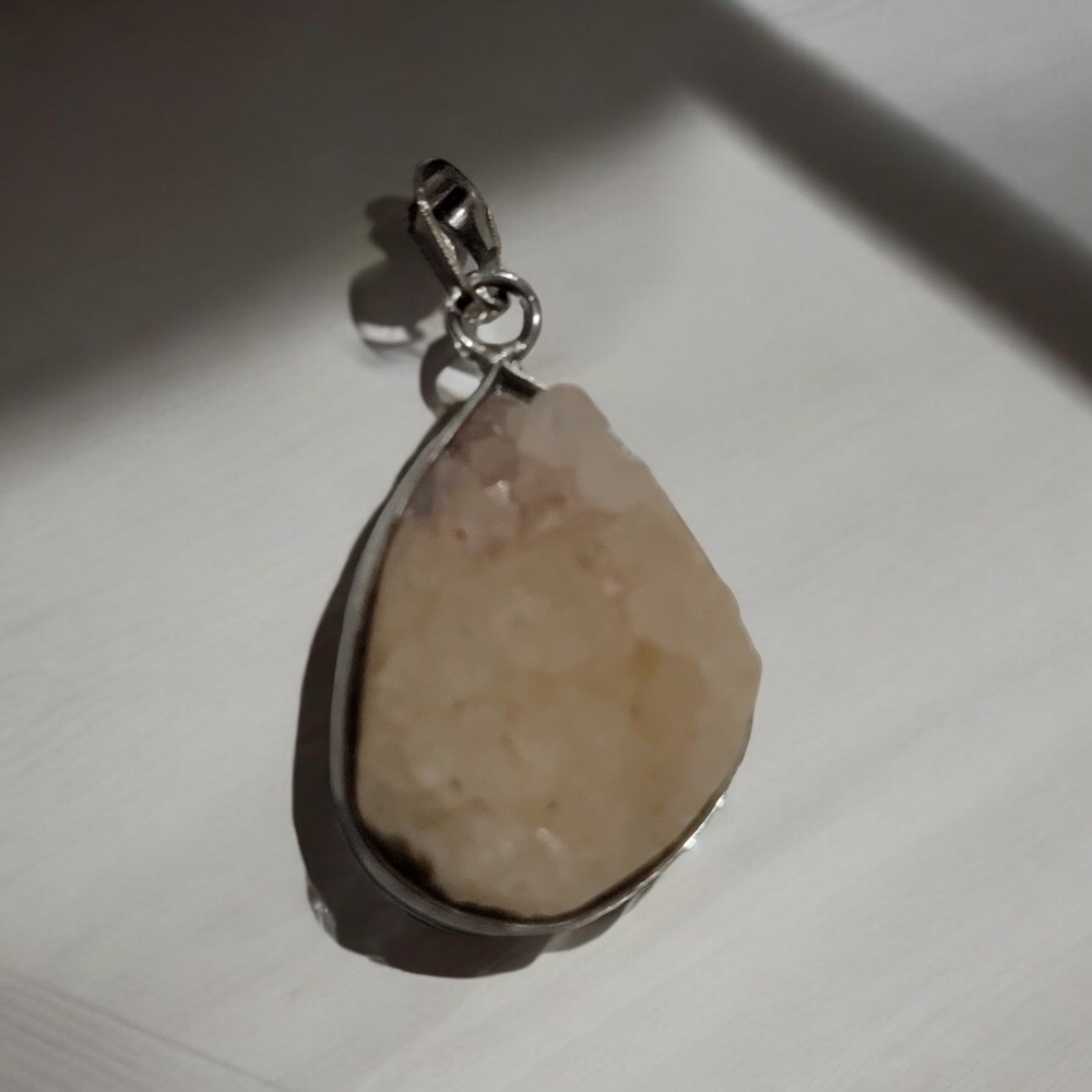 Raw Gemstone Teardrop Pendant